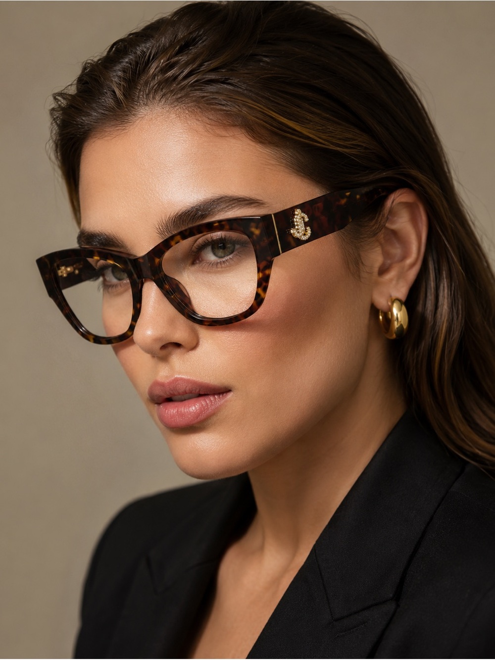 New Jimmy Choo JC3033BU 5002 Tortoiseshell Cat-Eye Glasses Authentic